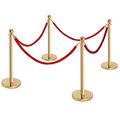 Goplus 4pcs Stanchion Posts Queue Pole Retractable 2 Velvet Ropes Crowd Control Barrier 
