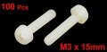 Uxcell M3 X 15mm Nylon Phillips Round Head Machine Screws Bolts Beige 100pcs