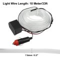 10 Meter 33ft Neon El Wire String Strip Ice Blue Cold Light Glow With Cigarette Lighter For Car Interior Decoration
