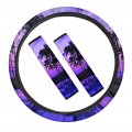 Glenlcwe Hawaiian Palm Tree Watercolor Sky Print Car Steering Wheel Cover Seat Belt Covers For Most Vehicle Universal Heavy