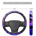 Glenlcwe Hawaiian Palm Tree Watercolor Sky Print Car Steering Wheel Cover Seat Belt Covers For Most Vehicle Universal Heavy