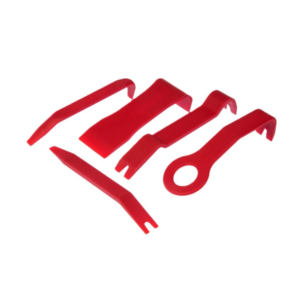 Multi Use Panel Removal Tool Set Red Plastic Automotive Upholstery Kit With Narrow Wide And Pull Type Removers