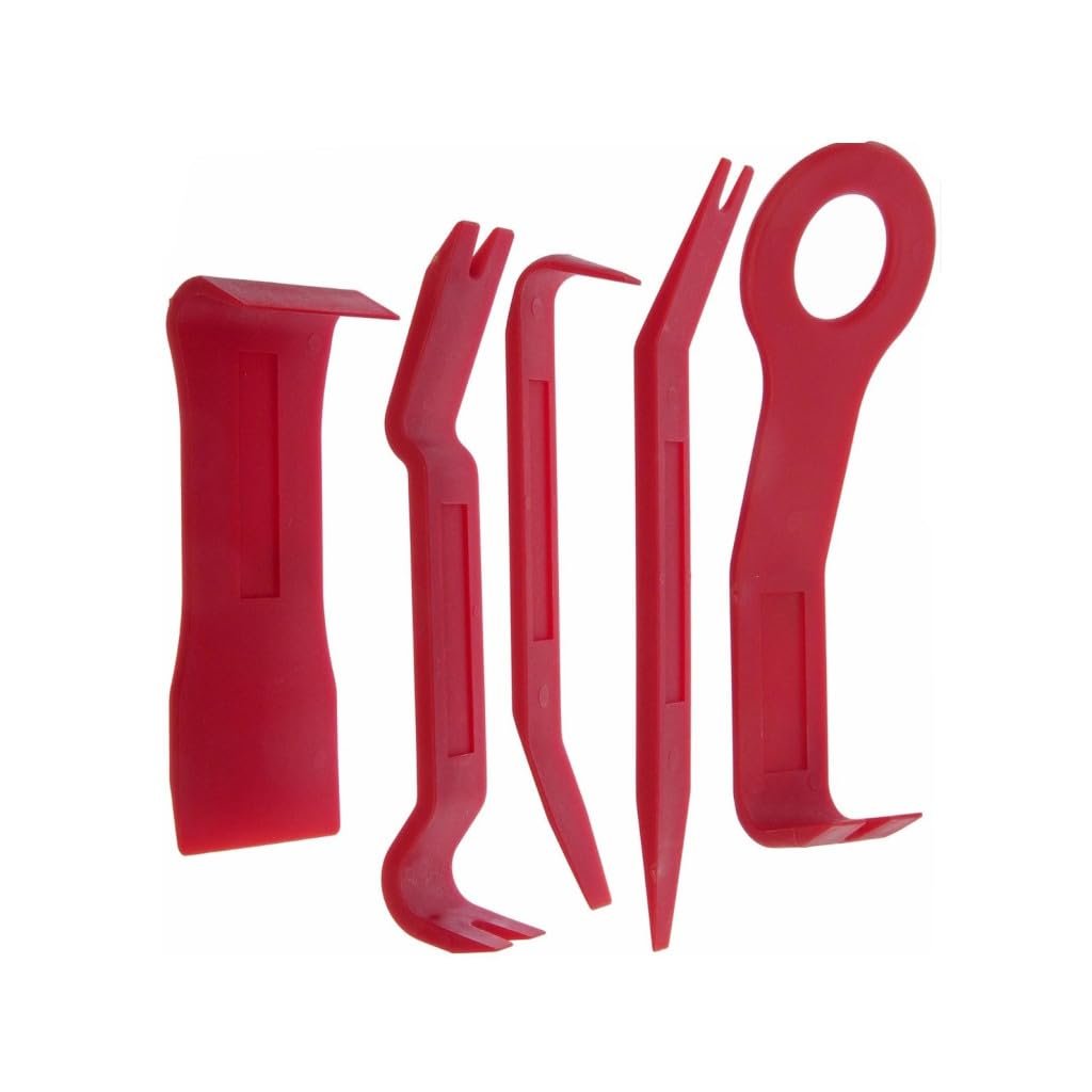 Multi Use Panel Removal Tool Set Red Plastic Automotive Upholstery Kit With Narrow Wide And Pull Type Removers