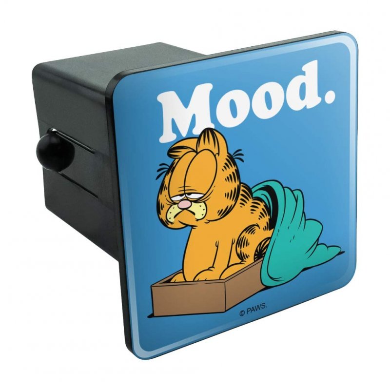 Garfield Mood Tow Trailer Hitch Cover Plug Insert For 2 In Receivers Heavy Duty Black Abs Plastic With Uv Resistant Resin Top