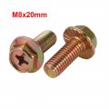 Uxcell 20pcs M8x20mm Yellow Zinc Plated 4 8 Grade Phillips Drive Serrated Flange Hex Head Bolt