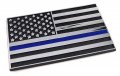 Thin Blue Line Usa Police Flag Black Chrome Plastic Car Track Emblem 3d Decal 4 X 2 25