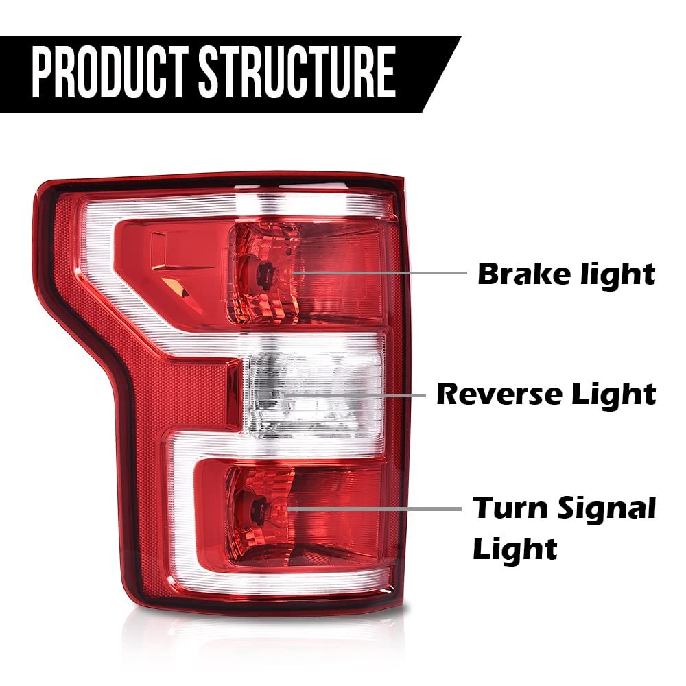Rear Tail Lights Brake Lamps Assembly With Bulbs And Wiring Harness For Ford F150 2018 2019 2020 Red Pmma Abs Plastic Light