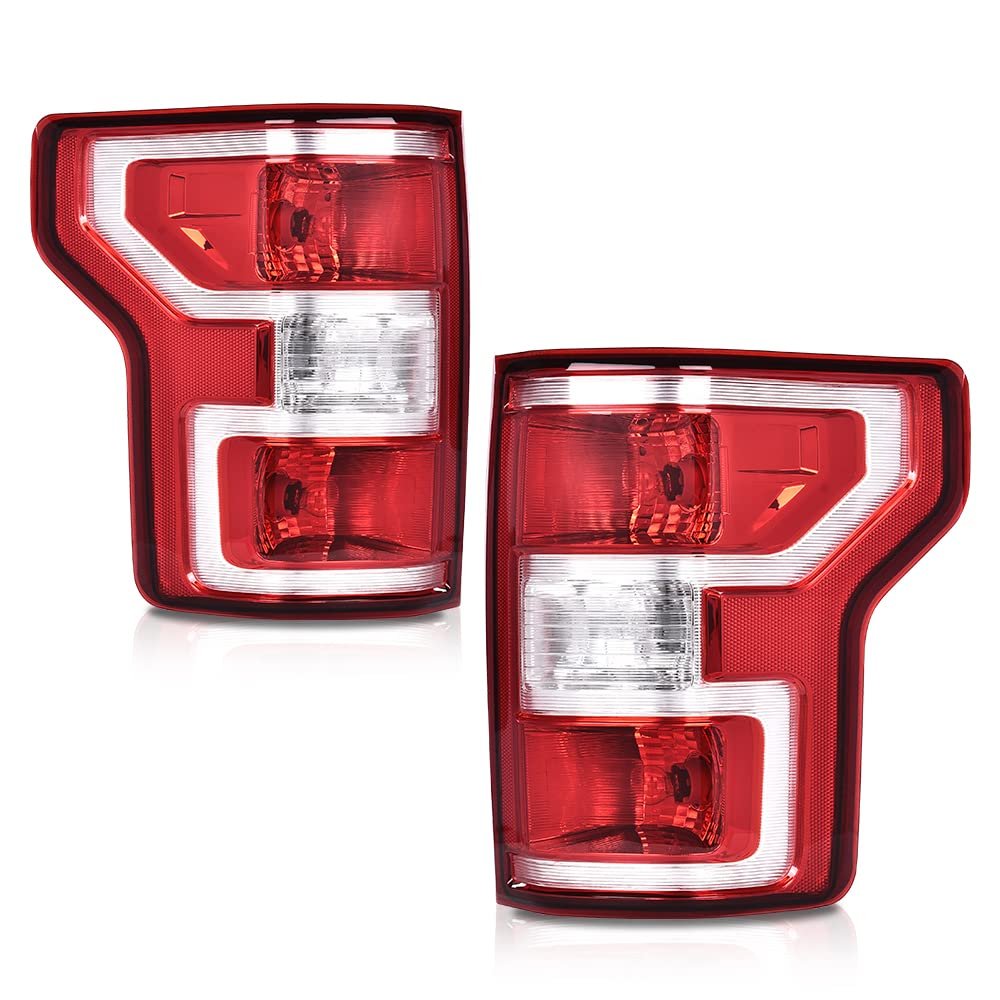 Rear Tail Lights Brake Lamps Assembly With Bulbs And Wiring Harness For Ford F150 2018 2019 2020 Red Pmma Abs Plastic Light