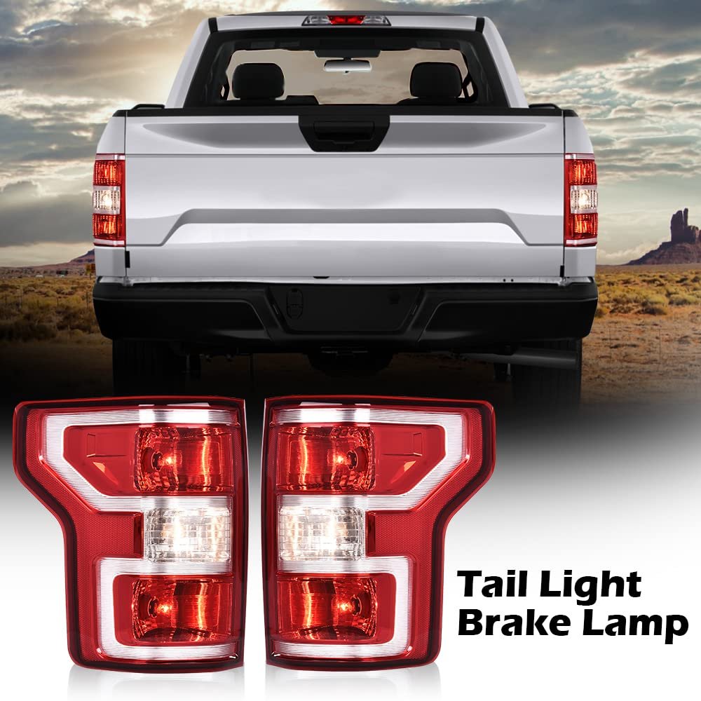 Rear Tail Lights Brake Lamps Assembly With Bulbs And Wiring Harness For Ford F150 2018 2019 2020 Red Pmma Abs Plastic Light