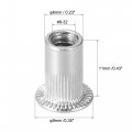 Uxcell 8-32 Rivet Nuts Aluminium Alloy Knurled Flat Head Threaded Insert Nut Silver 100pcs