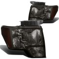 Auto Dynasty Smoked Housing Amber Corner Headlight Head Lamps Tool Kit Compatible With Ford F-150 09-14