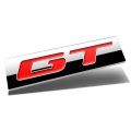 Chrome Finish Metal Emblem Gt Badge Red Letter