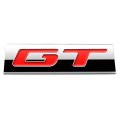 Chrome Finish Metal Emblem Gt Badge Red Letter