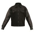 Mens Al2952 14 Oz Denim Jackets Leather Sleeves 4x-large Black 
