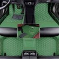 Aerfine Customized Luxury Leather Car Floor Mats Non Slip For Cars All Weather Green