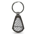 Dodge Srt Hellcat Silver Genuine Carbon Fiber Black Metal Teardrop Key Chain Official Licensed 