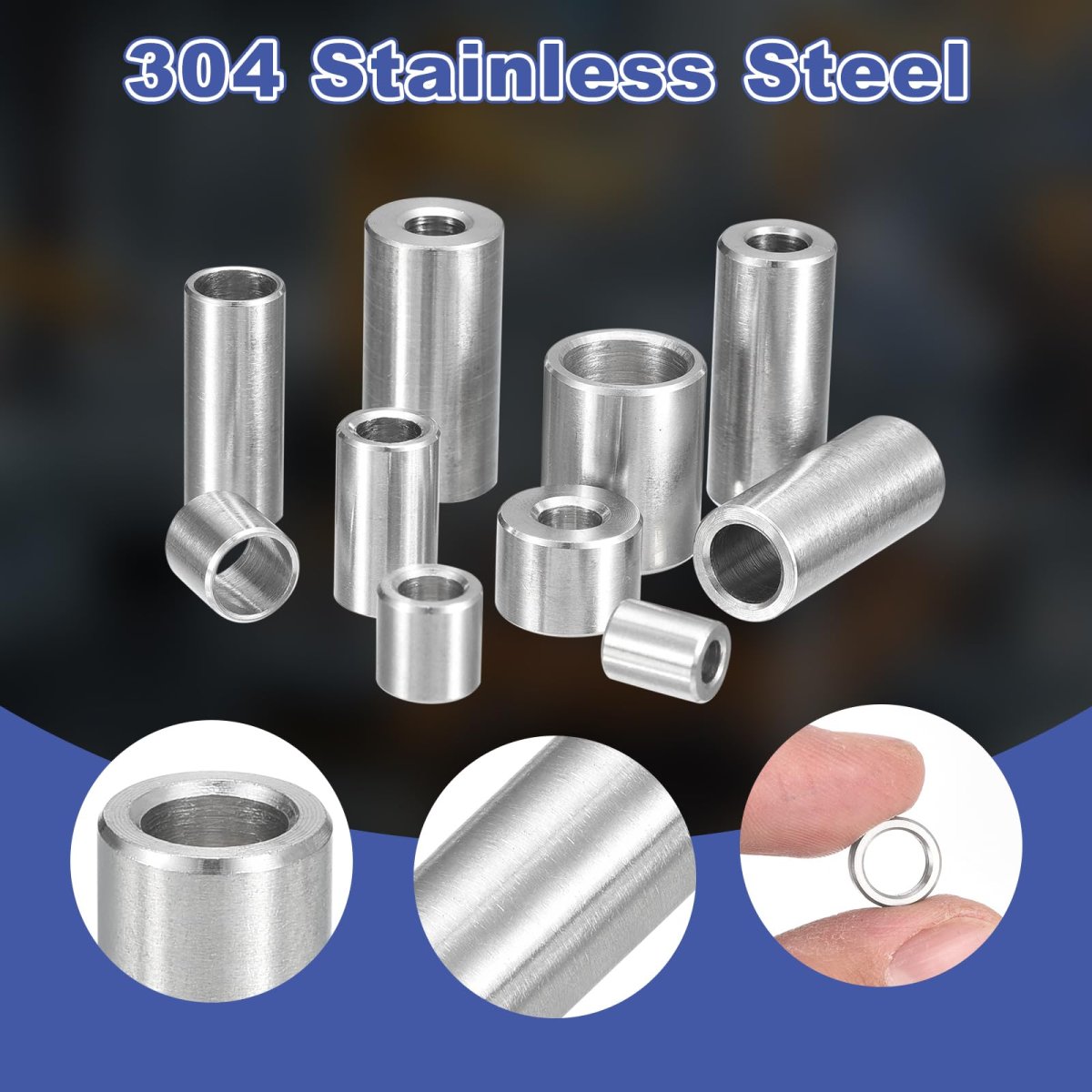 16pcs 304 Stainless Steel Spacer 3 8 Od X 9 32 Id 1 Length 10x7x3mm Screw Standoff Bushing Plain Finish Unthreaded Round Metal