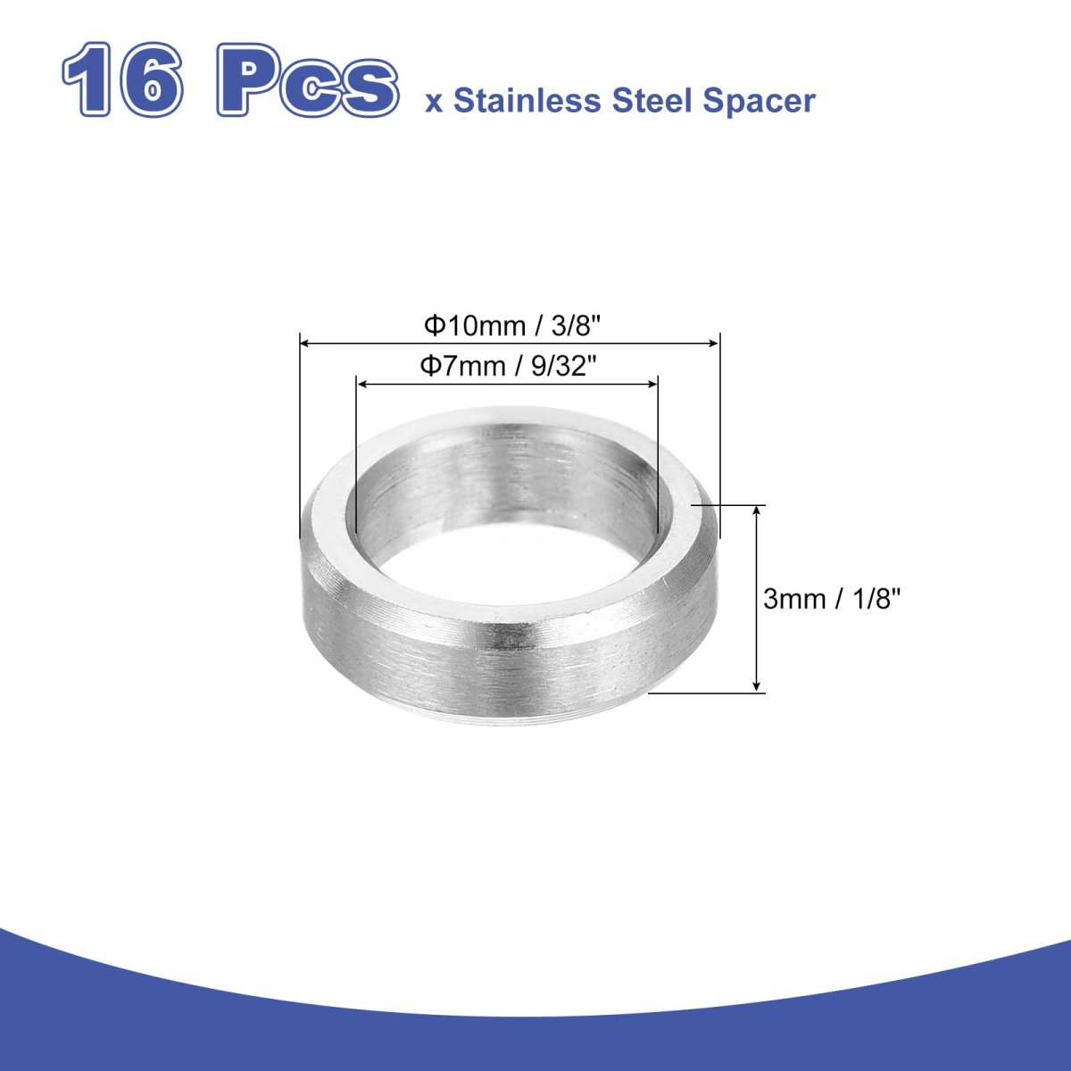 16pcs 304 Stainless Steel Spacer 3 8 Od X 9 32 Id 1 Length 10x7x3mm Screw Standoff Bushing Plain Finish Unthreaded Round Metal