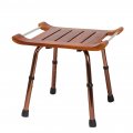 Muul-whch Wood Bath Shower Stool Spa Arm Teak Bench Seat With Non-slip Feet Height Adjustable Lightweight Bathtub Chair For 