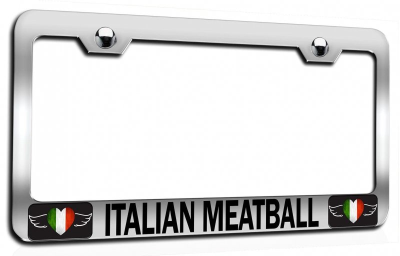 Italian Meatball Chrome Metal License Plate Frame Tag Holder Universal Fit Stainless Steel For Us And Canada Vehicles 12 5 X 6