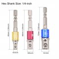 Uxcell 6 Pcs 1 4 3 8 2 Driver Extension Impact Grade Socket Adapter Set Hex Shank Bit For Power Drills Silver