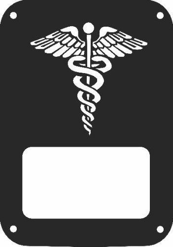 Medical Caduceus Tail Lamp Light Covers For Jeep Jk Wrangler Black Plastic Uv Resistant Set Of 2
