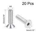 Uxcell M5x20mm Flat Head Machine Screws Inner Hex Screw 304 Stainless Steel Fasteners Bolts 20pcs