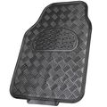 A Set Of 4 Universal Fit Plastic Floor Mats With Metallic Finish Carbon Fiber Checker 