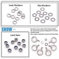 304 Stainless Steel M8 Male Thread Shoulder Lifting Ring Eye Bolt Set 36 Pieces With Lock Nuts Washers And Flat