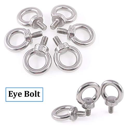 304 Stainless Steel M8 Male Thread Shoulder Lifting Ring Eye Bolt Set 36 Pieces With Lock Nuts Washers And Flat