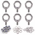 304 Stainless Steel M8 Male Thread Shoulder Lifting Ring Eye Bolt Set 36 Pieces With Lock Nuts Washers And Flat 