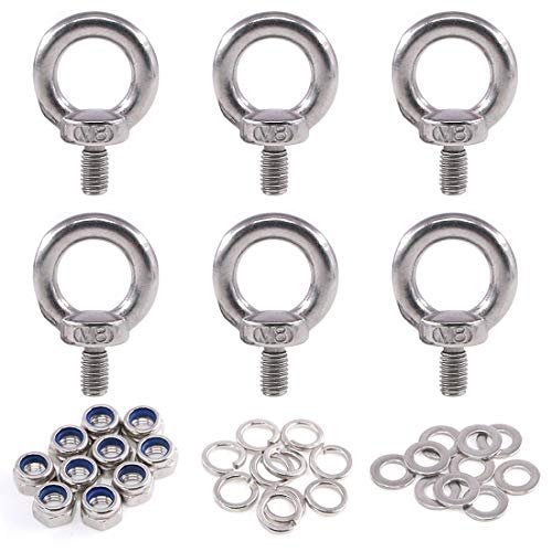 304 Stainless Steel M8 Male Thread Shoulder Lifting Ring Eye Bolt Set 36 Pieces With Lock Nuts Washers And Flat