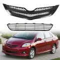 2pcs Front Bumper Upper Middle Grille Assembly Set Replacement For 2007 2008 Yaris Sedan 