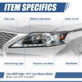 Auto Dynasty Lx2502156 Led Drl Projector Headlight Lamp Compatible With Lexus Rx350 Rx450h 2013-2015 Driver Left Side Black