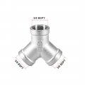 Uxcell Stainless Steel 304 Cast Pipe Fitting 3 8 Bspt Female Class 150 Y Shaped Connector Coupler 2pcs
