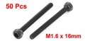 Uxcell M1 6x16mm 12 9 Alloy Steel Screw Cap Point Hex Socket Screws Bolts Black 50pcs