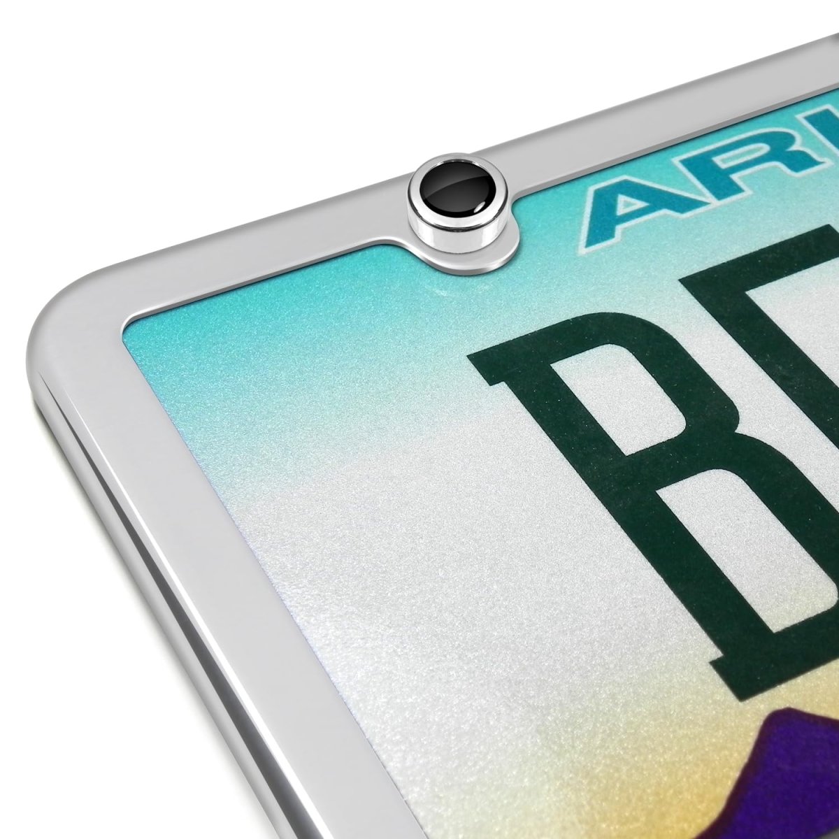 Ford Bronco In Black On Chrome Two Abs Plastic License Plate Frame Screw Cover Set Official Licensed