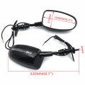Led Rear View Mirrors For Motorcycles Universal Fit 6mm Thread Convex Glass And Abs Shell Black Mt244-bk