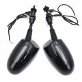 Httmt Mt244- Led Rear View Mirror Fit Compatible With H-d Suzuk Kawasak Yamah Bikes Black