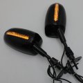 Httmt Mt244- Led Rear View Mirror Fit Compatible With H-d Suzuk Kawasak Yamah Bikes Black
