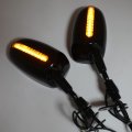 Httmt Mt244- Led Rear View Mirror Fit Compatible With H-d Suzuk Kawasak Yamah Bikes Black