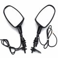 Httmt Mt244- Led Rear View Mirror Fit Compatible With H-d Suzuk Kawasak Yamah Bikes Black