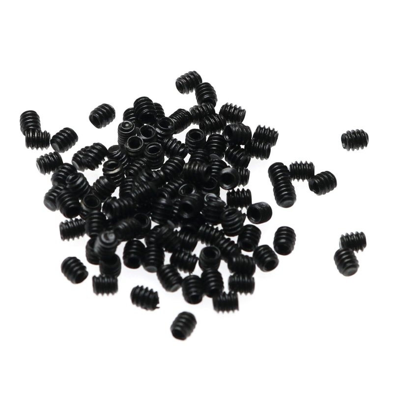 Cup Point Grub Screws 100 Pieces 4-40 X 1 8 In Internal Hex Drive Flat Set Carbon Steel Black Oxide Machine