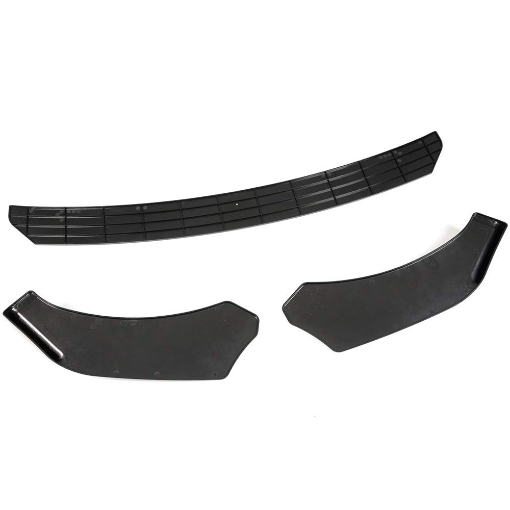 Universal Front Bumper Lip Spoiler Splitter Diffuser 67 In For Bmw E90 E92 M3 Gloss Black Flat Edge Polypropylene 3 Piece Set