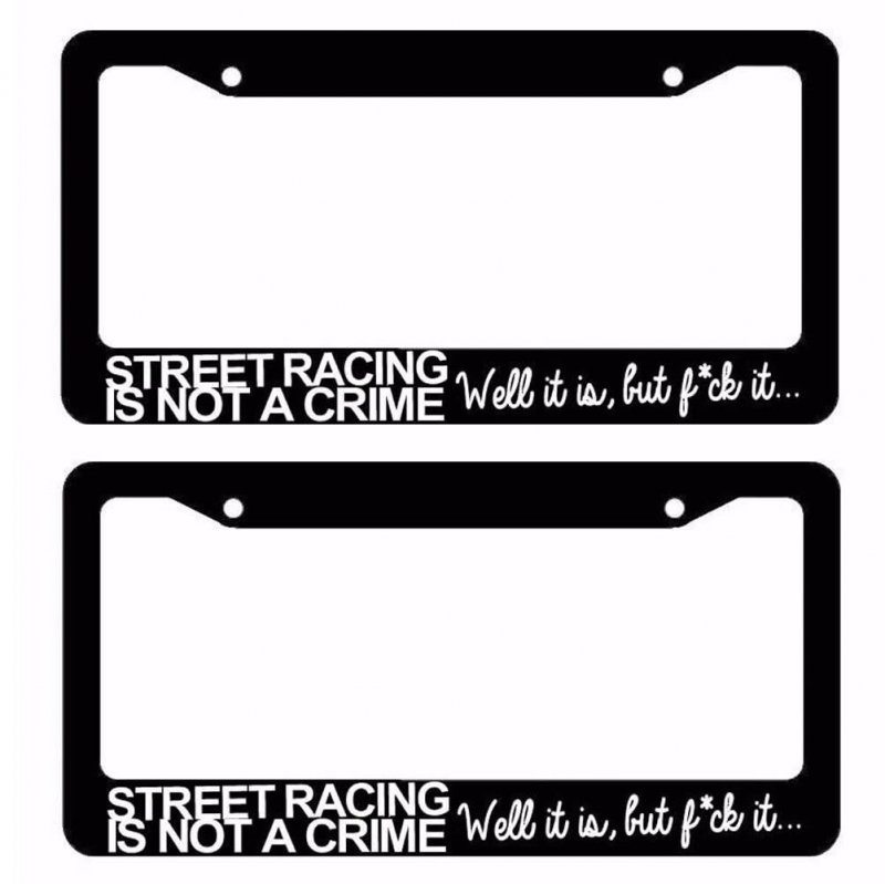 License Plate Frame For 2 Psc Two Lot Of Jdm Racing Drag Drifting Funny Black Holder S Mnst Style-gd587-469
