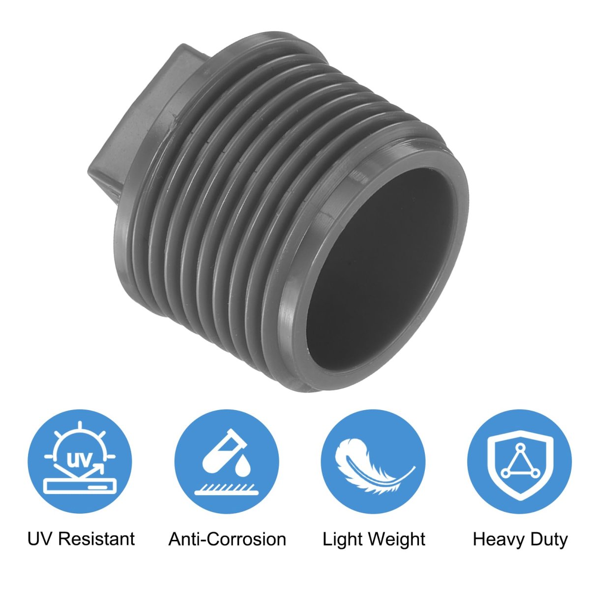 20 Pcs Pvc Pipe Male Thread Plug G1 Threaded Npts End Cap Plug Adapter For Plumbing Water Line Grey