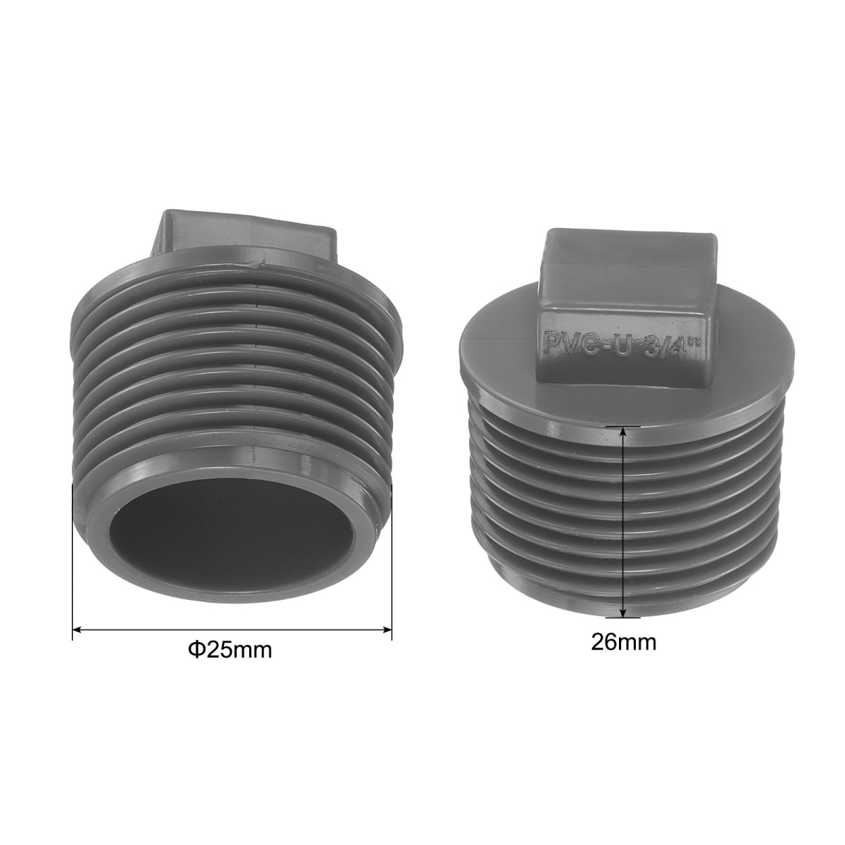 20 Pcs Pvc Pipe Male Thread Plug G1 Threaded Npts End Cap Plug Adapter For Plumbing Water Line Grey
