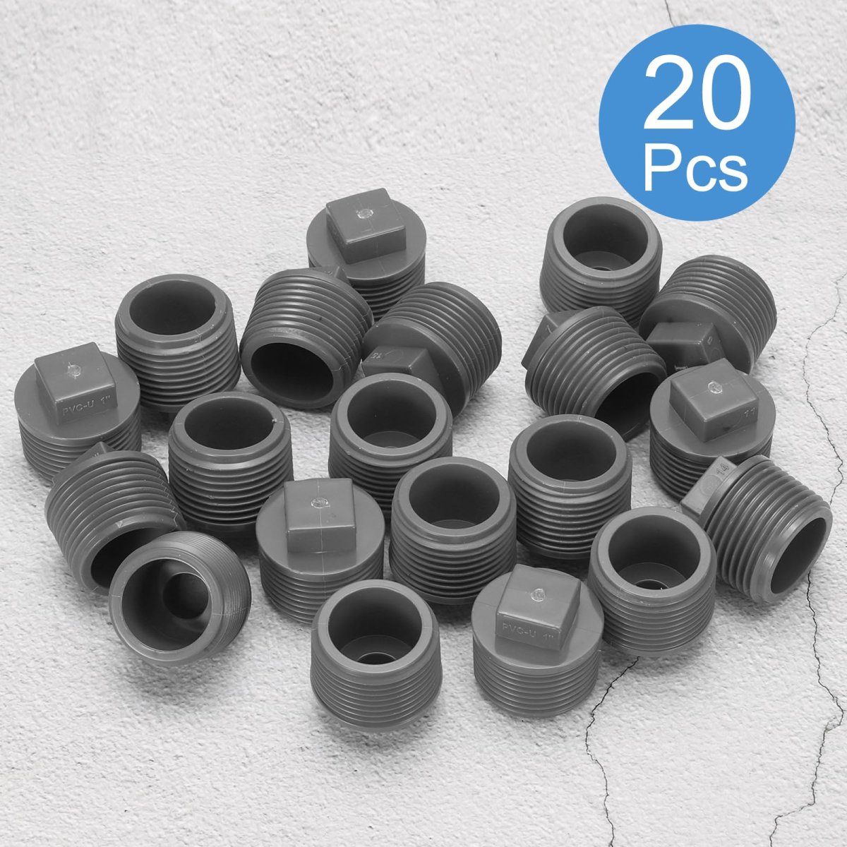20 Pcs Pvc Pipe Male Thread Plug G1 Threaded Npts End Cap Plug Adapter For Plumbing Water Line Grey