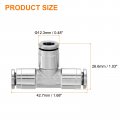 Uxcell Push Fit Tee Pipe Fitting 1 4 X Npt 3 Way T-connector Coupler Adapter For Pneumatic Air Conditioner Silver 2pcs