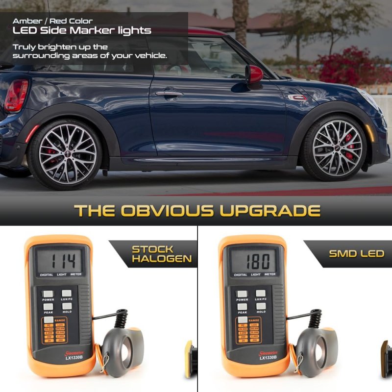4pc Full Led Strip Side Marker Light Fender Parking Lamp For 2014-2021 Mini Cooper F55 F56 Chrome Housing Smoke Tinted Lens